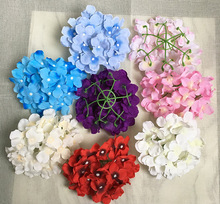 Flores artificiales de seda para decoración de bodas, Hortensia grande vívida de primavera, 8 colores, 10 Uds. 2024 - compra barato
