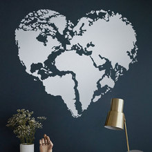 Mapa del mundo en forma de corazón, para el hogar pegatina de pared de vinilo, oficina, sala de estar, dormitorio, decoración de pared, arte Mural DT15 2024 - compra barato