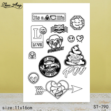 Zhoang carimbo claro de gato e macaco, forma de coração, selos transparentes/selos para scrapbooking/cartão/álbum, artesanato de silicone decorativo 2024 - compre barato