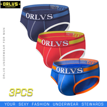 ORLVS-Calzoncillos transpirables para hombre, ropa interior cómoda, Sexy, 3 unidades 2024 - compra barato