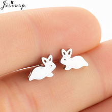 Jisensp Cute Rabbit Stainless Steel Stud Earrings for Women Animal Jewelry Earrings Female Black Women Earrings Bts Accessories 2024 - buy cheap