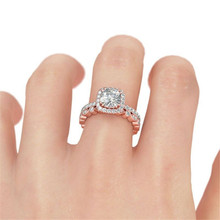 ЦИРКОНИЕВЫЕ женские обручальные кольца принцессы, кольца цвета розового золота, Женское Обручальное кольцо с кристаллами, ювелирные изделия для пар 2024 - купить недорого