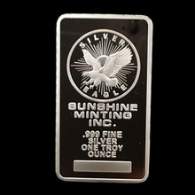 Non magnetic Sunshine minting 1 OZ ingot Bar coins silver plated 50 mm x 28 mm souvenir coin metal decoration bar 2024 - buy cheap