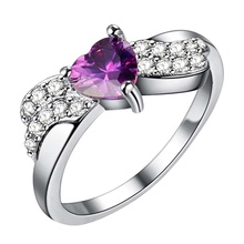 Фиолетовое циркониевое кольцо с серебряным покрытием, модное Ювелирное кольцо для женщин и мужчин,/FACPBSEL BXTYMETV 2024 - купить недорого