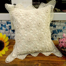 100% Handwork 3D Crochet hook flower beige cushion with inner pillow 1pcs 2024 - buy cheap