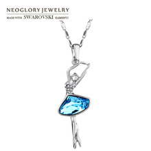 Neoglory Austria Crystal & Auden Rhinestone Pendant Long Necklace Cute Dancing Girl Design For Lady Trendy Style Jewelry 2024 - buy cheap