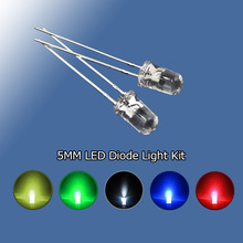 F5 LED Diode DIY Kit Water clear 5MM Red Yellow White Green Blue LED LAMPS 5color*20=100pcs package 2024 - buy cheap