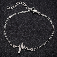 Jisensp-pulsera de acero inoxidable con latido del corazón para mujer, brazalete de la amistad, ECG, regalo de Año Nuevo 2024 - compra barato