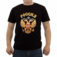 Camiseta con bandera de águila de Rusia para hombre, camisa de manga corta de algodón, camisetas geniales, ropa de calle de verano, 2018 2024 - compra barato