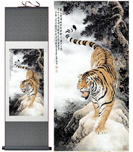 Tiger silk art  painting   Chinese Art Painting Home Office Decoration Chinese tiger  painting 2024 - buy cheap