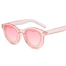 Gafas de sol de corazón de amor para mujer, lentes de sol redondas Vintage, regalo de Navidad, negro, rosa, rojo, forma de corazón, lentes de sol para dama Uv400 2024 - compra barato