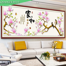 QIANZEHUI-Conjunto de bordado con punto de cruz para decoración del hogar, conjunto de bordado con flor afilada, punto de cruz para la familia, decoración de pared 2024 - compra barato