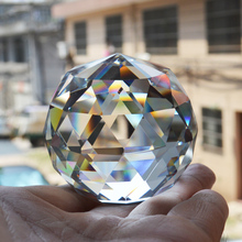 Bola de vidro facetada, 6cm, cristal de quartzo, esfera de vidro, minerais, feng shui, cristais da sorte, decoração da casa, mãe 2024 - compre barato