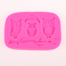 Free shipping Three owls on a branch chocolate cake decorating tools DIY baking fondant silicone mold F0449 2024 - buy cheap