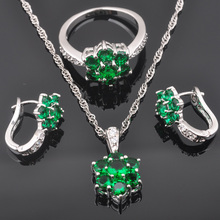 New Nest Green Zirconia Women's Silver Color Jewelry Sets Earrings/Pendant/Necklace/Rings QZ0503 2024 - buy cheap