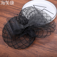 Haimeikang chapéu fascinator coquetel, chapéu vazado laço cabelo chapéu retro estiloso feminino para festa acessórios de grampos de cabelo 2024 - compre barato