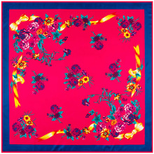 100 см * 100 см 2017 Высококачественный большой квадратный шарф весенние розы Национальный Ветер Цветы шарфы шелковый шарф Женская шаль 2024 - купить недорого