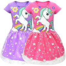 2-8T Kids Dress For Girls Unicorn Party Dress Cartoon Princess Costume Casual Vestido Baby Girl Birthday Wear Children's Clothes 2024 - buy cheap