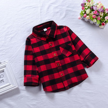 Детская рубашка в красную клетку; хлопковые рубашки в клетку с длинными рукавами для маленьких мальчиков и девочек; детская блузка в клетку; Осенние Топы; повседневные блузы для малышей 2024 - купить недорого