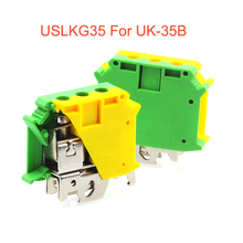 5/10Pcs USLKG35 Ground Terminal Block DIN Rail Screw Bornier UK-35B UK-35N Yellow Green Earth Morsettiera Wire Connector 35mm2 2024 - buy cheap