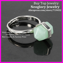 10 pces natural cura cristal quartzo nugget anel terminado verde aventurine anel banhado a prata anel ajustável 2024 - compre barato