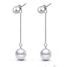 Elegant Long Dangle Earring For Women 925 Sterling Silver Jewelry Top Quality Accessories With Ball Round Pearl Promotion 2024 - buy cheap