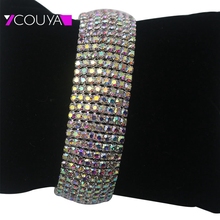 Pulsera de cristal colorida Vintage para mujer, brazalete de acero inoxidable de nueva moda, joyería Punk, B10020, 2016 2024 - compra barato