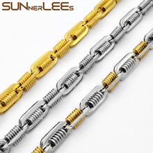 Sunnerlees jóias de aço inoxidável colar 9mm cor prata banhado a ouro link chain das mulheres dos homens sc81 2024 - compre barato