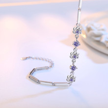Everoyal-pulsera de plata 925 para mujer, brazalete Vintage de cristal púrpura, accesorios de flores, pulseras para mujer Bijou 2024 - compra barato