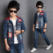 Children's clothing boy denim suit 2021 new spring Korean children's jacket big children Denim Jacket + Jeans 2 Pcs Set 2024 - buy cheap