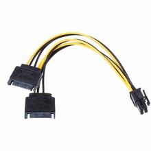 Dual 15Pin SATA Male To 8Pin(6+2) PCI-E Male Video Card Power Supply Cable 20cm 2024 - buy cheap