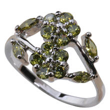 Sublime Flower Green Peridot 925 Sterling Silver Women's Jewelry Ring Size 6 / 7 / 8 / 9 K0243 2024 - buy cheap