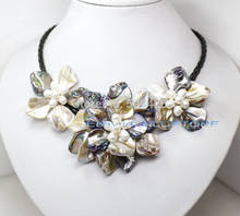 free shipping  >>>>>white pearl mother of pearl shell weave flower pendant necklace fashion jewelry 2024 - buy cheap