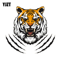 YJZT  15.2CM*14.4CM Fierce Tiger Head Paw Print PVC Motorcycle Car Sticker 11-00593 2024 - buy cheap