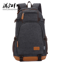 Manjianghong bolsa de viagem de lona, mochila masculina de lona da moda retrô, mochila escolar casual simples de personalidade, bolsa de ombro para estudante 2024 - compre barato
