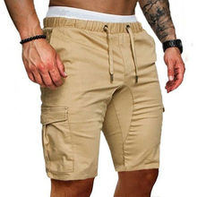 6 Colors Men's Cargo Sports Short Pants Casual Slim Fit Solid Shorts with Elastic Waist and Pockets M-2XL 2024 - compre barato