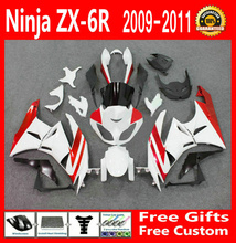 Kit de carenado de calcomanías gratis para Kawasaki NINJA ZX6R 2009 2010 2011 (blanco rojo) 09 10 11, carenados de alta calidad g13 2024 - compra barato