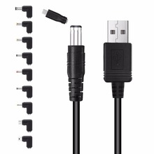 Universal USB to DC 5.5x2.1mm plug power cord with 10 connectors for routers, mini fans, speakers, cameras, smartphones, etc. 2024 - buy cheap
