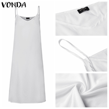 2021 VONDA Women Sexy Summer Dress V Neck Spaghetti Strap Vest Inner Dress Sleeveless Vestidos Lining Dress  2024 - buy cheap