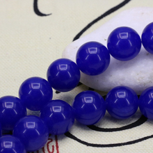 14mm Blue chalcedony loose bead round shape DIY stone suitable women fashion jewelry making design ornaments  15" 2024 - buy cheap