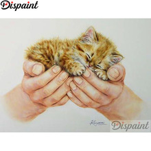 Dispaint Full Square/Round Drill 5D DIY Diamond Painting "Animal cat hand" 3D Embroidery Cross Stitch Home Decor Gift A17173 2024 - buy cheap