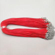 Wholesale fashion 2mm red color Wax Leather Cord Necklace 45cm  Lobster Clasp Rope Chain Jewelry Accessories 100pcs/lot 2024 - buy cheap