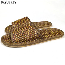 FAYUEKEY 2018 New Fashion Summer Thick House Bamboo Leisure Couples Slippers Home Indoor Floor Antiskid Linen Cane Slippers 2024 - buy cheap