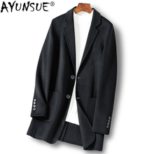 AYUNSUE Long Wool Coat Men Spring Autumn Jacket Double-sided Overcoat Mens Coats and Jackets Casual Manteau Homme 9815 KJ1921 2024 - buy cheap