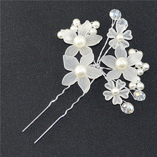 Elegant Wedding Hair Jewelry Crystal Imitated Pearl White Flower Hair Pins Charm Handmade Bridal Hair Accessories Hair Ornaments 2024 - buy cheap