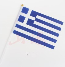 14*21 CM bandera griega bandera estándar de poliéster banderas ondeantes de mano Grecia bandera con astas de bandera de plástico 10 unids/pack 2024 - compra barato