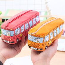 Fashion Kawaii Large Capacity School Bus Pen Pencil Case Creative Children Gift School Supply Stationery Canvas Car Pencilcase 2024 - buy cheap