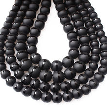 6/8/10MM Natural Stone Round black matte onyx one line Stripe agat frosted Beads Loose beads for jewelry making bracelet DIY 2024 - buy cheap