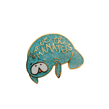 Save the manatees enamel pin endangered species manatee brooches sea animal jewelry cute pins glitter sea cows lovers gift 2024 - buy cheap