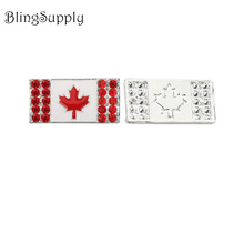 Free shipping 50PCS Canada flag rhinestone button embellishment(BTN-5696) 2024 - buy cheap